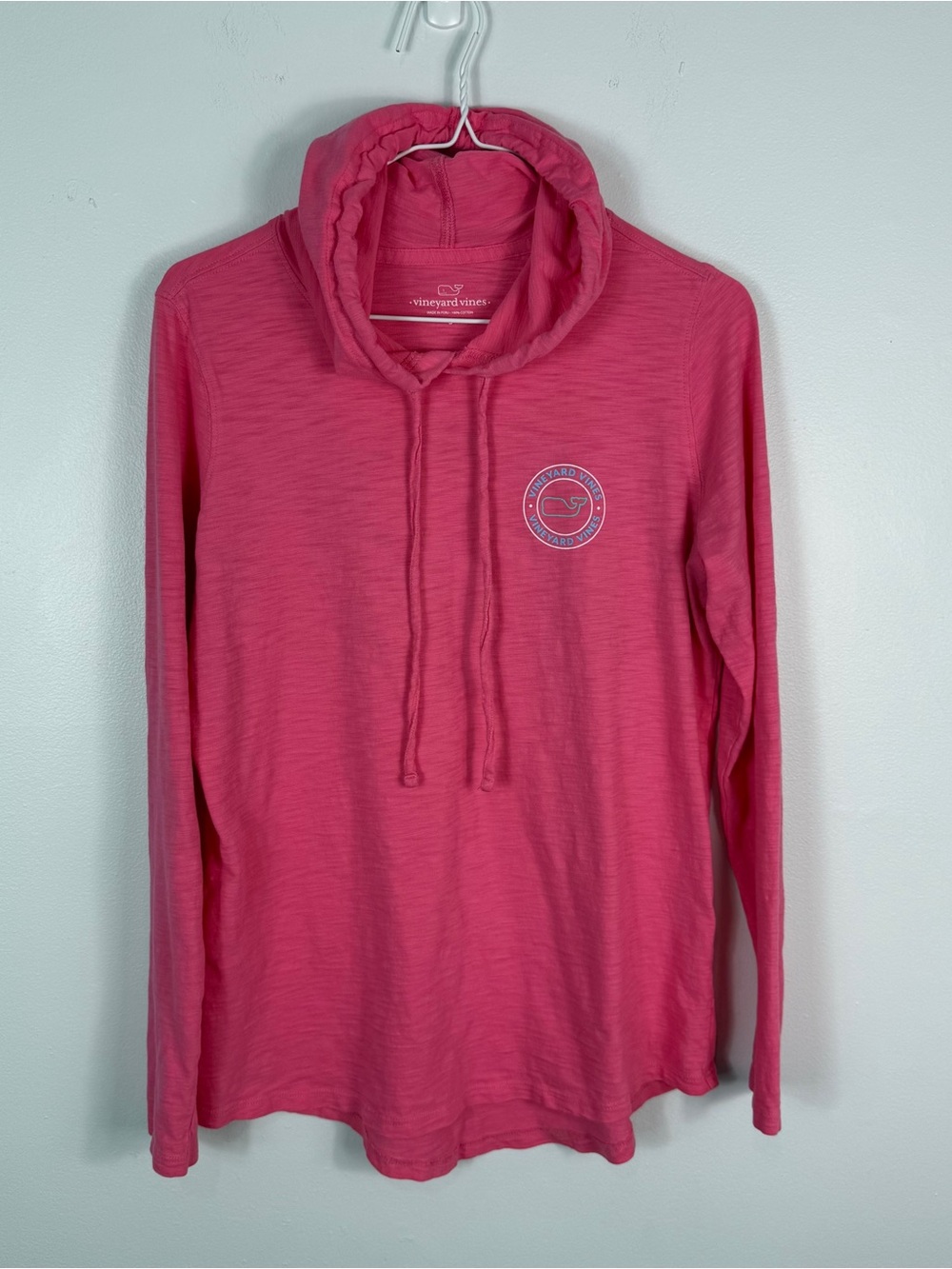 Vineyard Vines Womens Small Pink Hooded Long Sleeve Whale Hoodie Tee